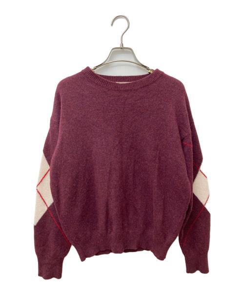 maison kitsune（メゾンキツネ）maison kitsune (メゾンキツネ) クルーネックニット KWM-18650 レッド サイズ:Sの古着・服飾アイテム