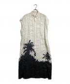 GALERIE VIEギャルリーヴィー）の古着「フレンチリネンプリント シャツワンピース」｜ホワイト