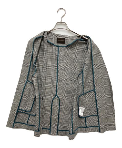 TOMORROW LAND collection（トゥモローランドコレクション）TOMORROW LAND collection (トゥモローランドコレクション) シャイニーグレンチェック Vカラージレ グレー サイズ:36の古着・服飾アイテム
