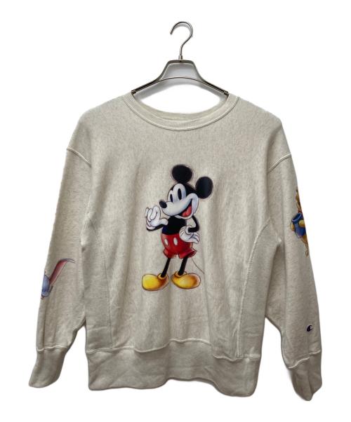 Champion（チャンピオン）Champion (チャンピオン) BEAMS (ビームス) DISNEY (ディズニー) アニバーサリープリントスウェット ベージュ サイズ:SMALLの古着・服飾アイテム