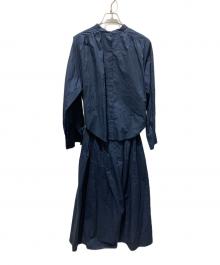 Mila Owen（ミラオーウェン）の古着「スタンド衿前ふらし後ドッキングシャツワンピース」｜ネイビー