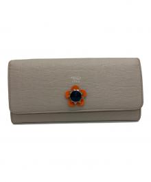 FENDI（フェンディ）の古着「フラワーモチーフ長財布」｜ベージュ