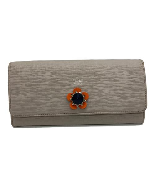FENDI（フェンディ）FENDI (フェンディ) フラワーモチーフ長財布 ベージュの古着・服飾アイテム
