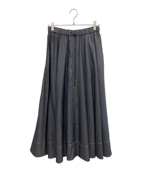 ebure（エブール）ebure (エブール) デニムライクウールサーキュラースカート ネイビー サイズ:SIZE 38の古着・服飾アイテム