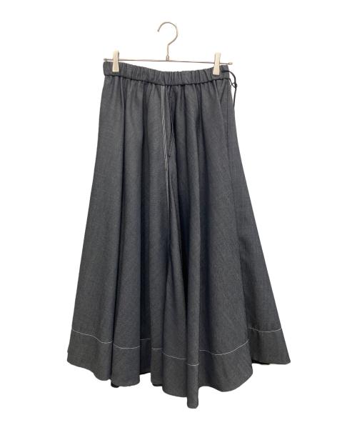 ebure（エブール）ebure (エブール) デニムライクウールサーキュラースカート ネイビー サイズ:SIZE 38の古着・服飾アイテム