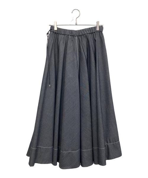 ebure（エブール）ebure (エブール) デニムライクウールサーキュラースカート ネイビー サイズ:SIZE 38の古着・服飾アイテム