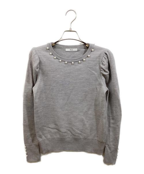 Rene（ルネ）Rene (ルネ) パール付パフスリーブニット グレー サイズ:34の古着・服飾アイテム