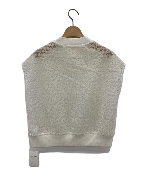 BALLSEY（ボールジィ）BALLSEY (ボールジィ) チュールエンブロイダリー レースフレンチスリーブプルオーバー ホワイト サイズ:36の古着・服飾アイテム