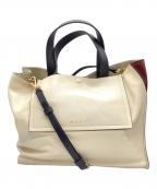 MARNIマルニ）の古着「MUSEO SOFT カラーブロック2WAYバッグ」｜レッド×アイボリー