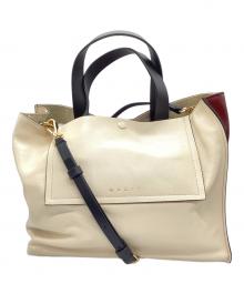 MARNI（マルニ）の古着「MUSEO SOFT カラーブロック2WAYバッグ」｜レッド×アイボリー