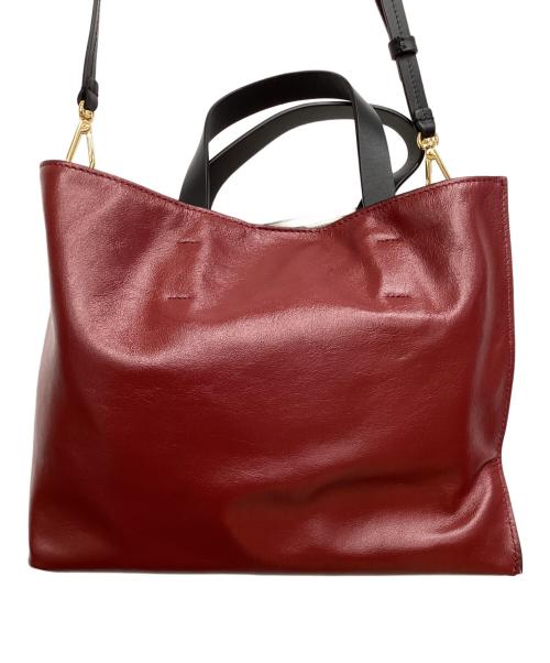 MARNI（マルニ）MARNI (マルニ) MUSEO SOFT カラーブロック2WAYバッグ レッド×アイボリーの古着・服飾アイテム