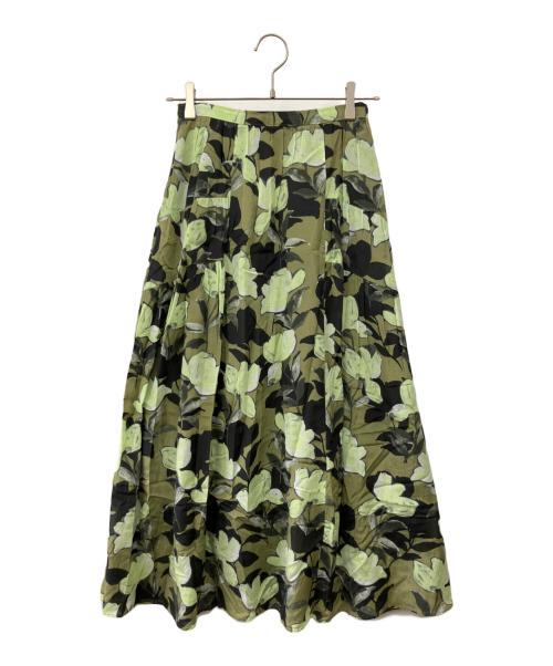 BALLSEY（ボールジィ）BALLSEY (ボールジィ) マグノリアプリント ギャザーロングスカート グリーン サイズ:36の古着・服飾アイテム