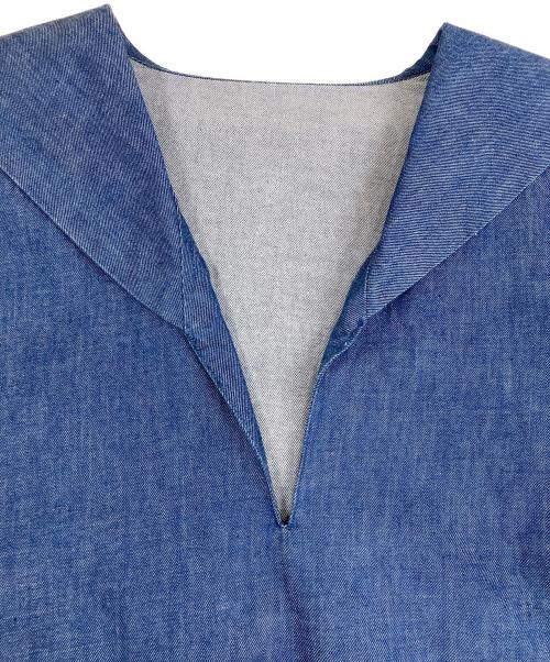 THIRD MAGAZINE（サードマガジン）THIRD MAGAZINE (サードマガジン) mikomori (ミコモリ) デニムセーラーカラーシャツ A0823FB221 インディゴ サイズ:9 未使用品の古着・服飾アイテム