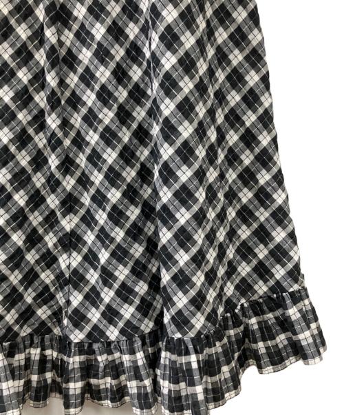 GANNI（ガニー）GANNI (ガニー) シアサッカーワンピース ブラック×ホワイト サイズ:42の古着・服飾アイテム