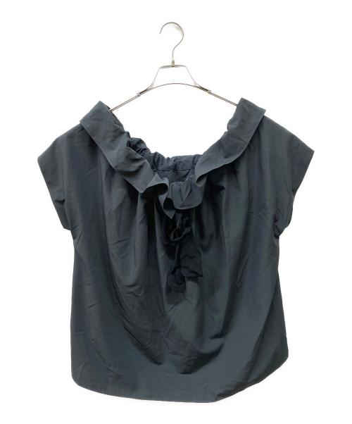 FRAY ID（フレイ アイディー）FRAY ID (フレイ アイディー) ラッフルギャザーブラウス ブラック サイズ:1の古着・服飾アイテム