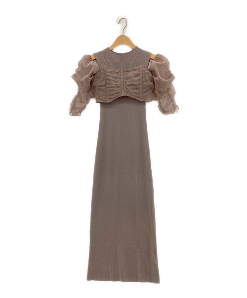 Snidel（スナイデル）Snidel (スナイデル) チュールボレロリブニットワンピース ピンク サイズ:Fの古着・服飾アイテム