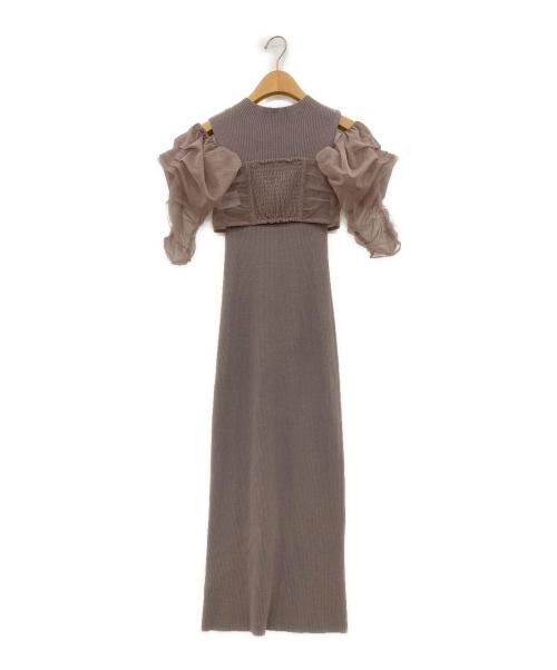 Snidel（スナイデル）Snidel (スナイデル) チュールボレロリブニットワンピース ピンク サイズ:Fの古着・服飾アイテム