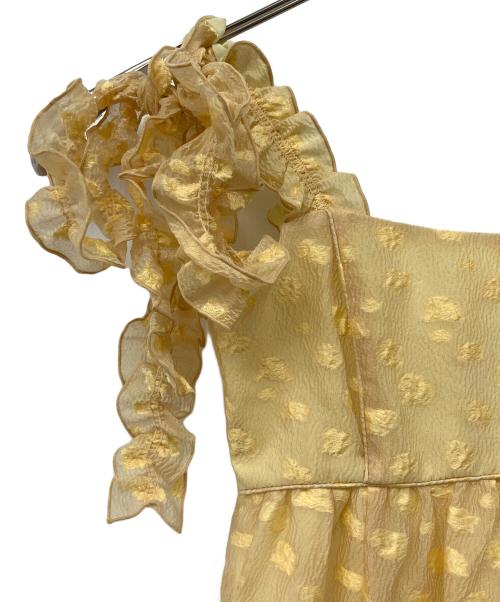 Snidel（スナイデル）Snidel (スナイデル) 肩リボンジャガードキャミワンピース イエローの古着・服飾アイテム