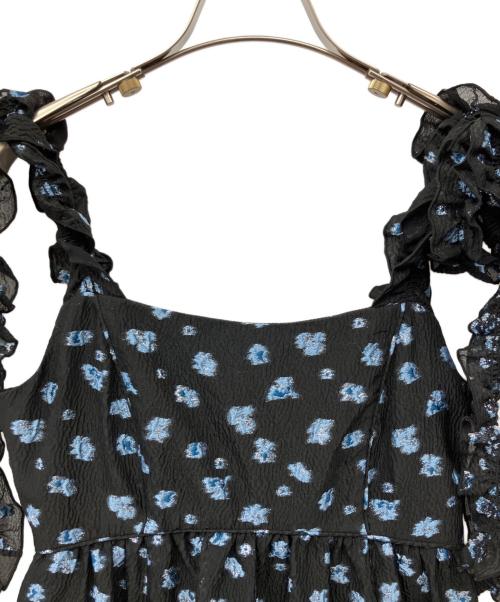 Snidel（スナイデル）Snidel (スナイデル) 肩リボンジャガードキャミワンピース ブラックの古着・服飾アイテム