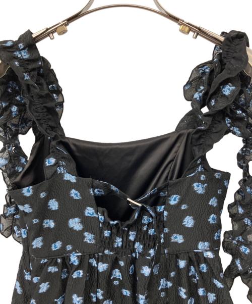 Snidel（スナイデル）Snidel (スナイデル) 肩リボンジャガードキャミワンピース ブラックの古着・服飾アイテム