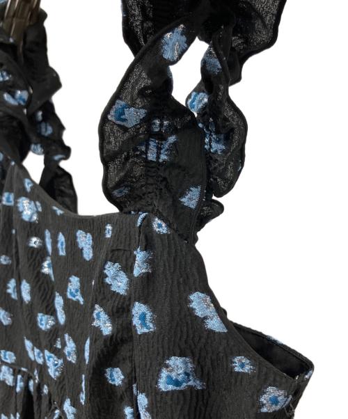 Snidel（スナイデル）Snidel (スナイデル) 肩リボンジャガードキャミワンピース ブラックの古着・服飾アイテム