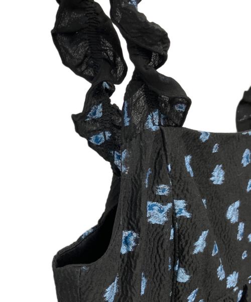 Snidel（スナイデル）Snidel (スナイデル) 肩リボンジャガードキャミワンピース ブラックの古着・服飾アイテム