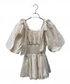 Snidelスナイデル）の古着「ウエストシャーリングリボンブラウス」｜アイボリー