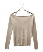 anuansアニュアンス）の古着「グリッターオフショルラメトップス 1524111003-0」｜ベージュ