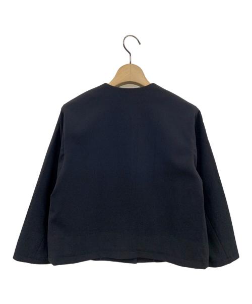 #Newans（ハッシュニュアンス）#Newans (ハッシュニュアンス) コクーンフォルムノーカラージャケット ネイビーの古着・服飾アイテム