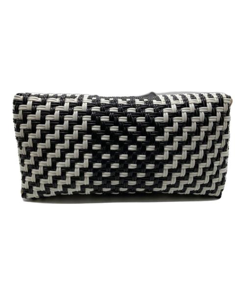 DIMINUTIVO（ディミヌティーボ）Diminutivo (ディミヌティーボ) レザーハンドルメルカドトートバッグ ブラック×ホワイトの古着・服飾アイテム