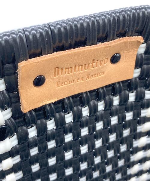DIMINUTIVO（ディミヌティーボ）Diminutivo (ディミヌティーボ) レザーハンドルメルカドトートバッグ ブラック×ホワイトの古着・服飾アイテム