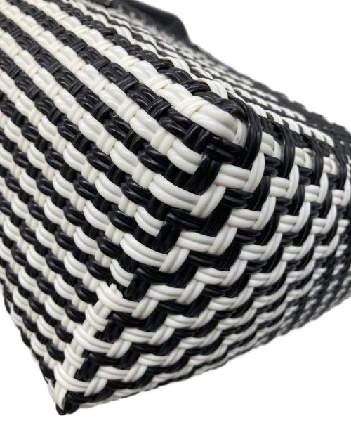 DIMINUTIVO（ディミヌティーボ）Diminutivo (ディミヌティーボ) レザーハンドルメルカドトートバッグ ブラック×ホワイトの古着・服飾アイテム