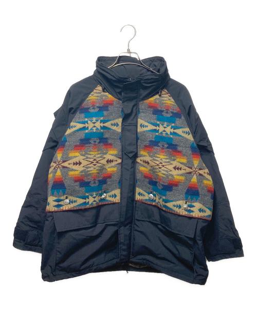 COMME des GARCONS JUNYA WATANABE MAN（コム デ ギャルソン ジュンヤ ワタナベ マン）COMME des GARCONS JUNYA WATANABE MAN PENDLETON (ペンドルトン) ナイロンタフタラミネートウールコットンジャガードジャケット ブラック サイズ:XSの古着・服飾アイテム