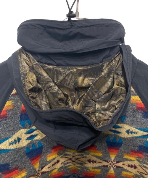 COMME des GARCONS JUNYA WATANABE MAN（コム デ ギャルソン ジュンヤ ワタナベ マン）COMME des GARCONS JUNYA WATANABE MAN PENDLETON (ペンドルトン) ナイロンタフタラミネートウールコットンジャガードジャケット ブラック サイズ:XSの古着・服飾アイテム