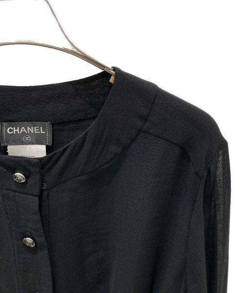 CHANEL（シャネル）CHANEL (シャネル) ココボタンシアーブラウス ブラック サイズ:36の古着・服飾アイテム