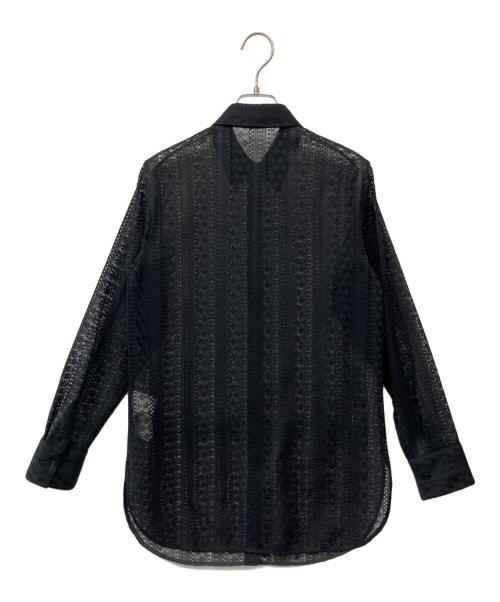 icB（アイシービー）icB (アイシービー) ストライプラッセルレース シャツ ブラック サイズ:2の古着・服飾アイテム