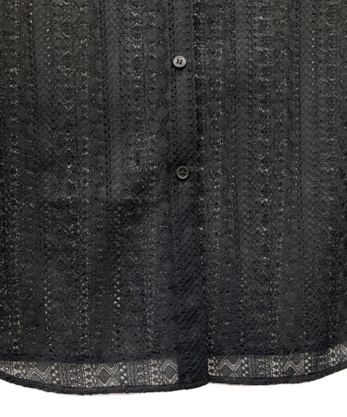 icB（アイシービー）icB (アイシービー) ストライプラッセルレース シャツ ブラック サイズ:2の古着・服飾アイテム