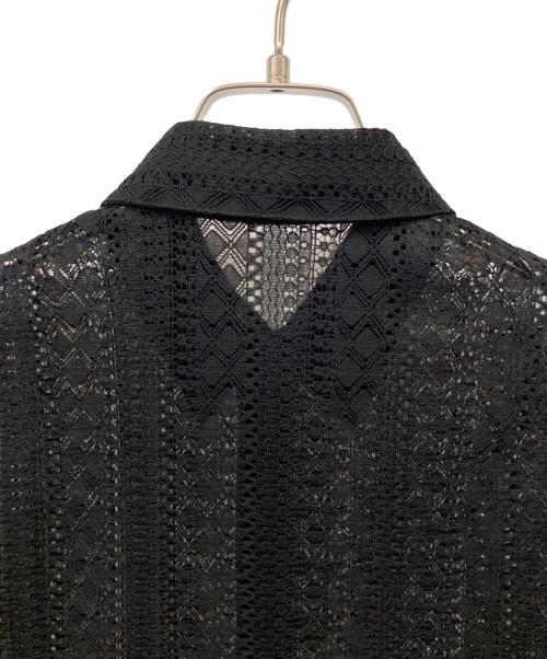 icB（アイシービー）icB (アイシービー) ストライプラッセルレース シャツ ブラック サイズ:2の古着・服飾アイテム