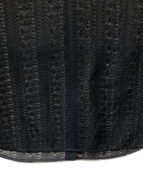 icB（アイシービー）icB (アイシービー) ストライプラッセルレース シャツ ブラック サイズ:2の古着・服飾アイテム