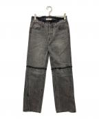 moussyマウジー）の古着「LOW WAIST SLIT STRAIGHT/ローウエストスリットストレート」｜ブラック