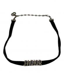 Christian Dior（クリスチャン ディオール）の古着「J'ADIOR ラインストーン ベロア チョーカー」｜ブラック