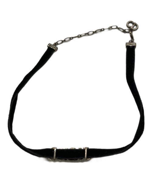 Christian Dior（クリスチャン ディオール）Christian Dior (クリスチャン ディオール) J'ADIOR ラインストーン ベロア チョーカー ブラックの古着・服飾アイテム