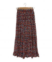 DOUBLE STANDARD CLOTHING（ダブルスタンダードクロージング）の古着「シフォンハート柄プリントフリルスカート」｜ネイビー