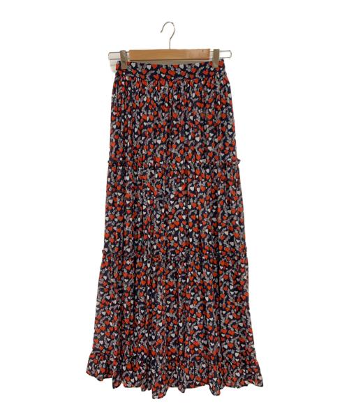 DOUBLE STANDARD CLOTHING（ダブルスタンダードクロージング）DOUBLE STANDARD CLOTHING (ダブルスタンダードクロージング) シフォンハート柄プリントフリルスカート ネイビー サイズ:36の古着・服飾アイテム