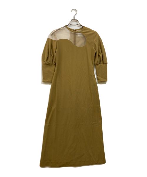 Ameri（アメリ）Ameri (アメリ) LAKE CURVE TRICOT RIB DRESS マスタード サイズ:Sの古着・服飾アイテム