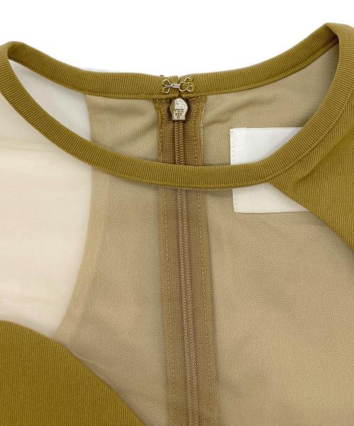 Ameri（アメリ）Ameri (アメリ) LAKE CURVE TRICOT RIB DRESS マスタード サイズ:Sの古着・服飾アイテム