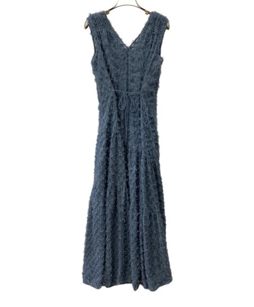 FRAY ID（フレイ アイディー）FRAY ID (フレイ アイディー) フリンジジャガードカシュクールワンピース ブルー サイズ:1の古着・服飾アイテム