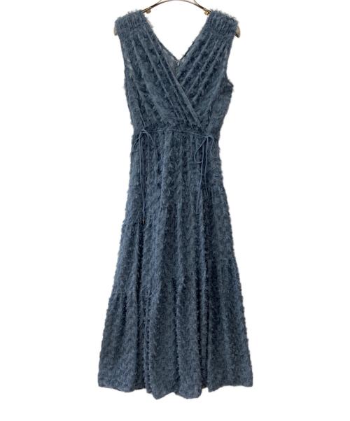 FRAY ID（フレイ アイディー）FRAY ID (フレイ アイディー) フリンジジャガードカシュクールワンピース ブルー サイズ:1の古着・服飾アイテム