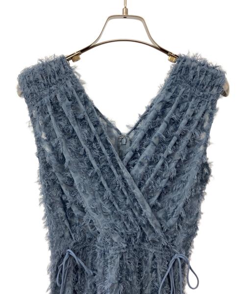 FRAY ID（フレイ アイディー）FRAY ID (フレイ アイディー) フリンジジャガードカシュクールワンピース ブルー サイズ:1の古着・服飾アイテム