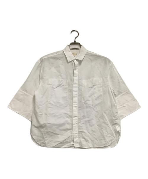 DRAWER（ドゥロワー）DRAWER (ドゥロワー) ビッグカフハーフスリーブ シャツ ホワイト サイズ:38の古着・服飾アイテム